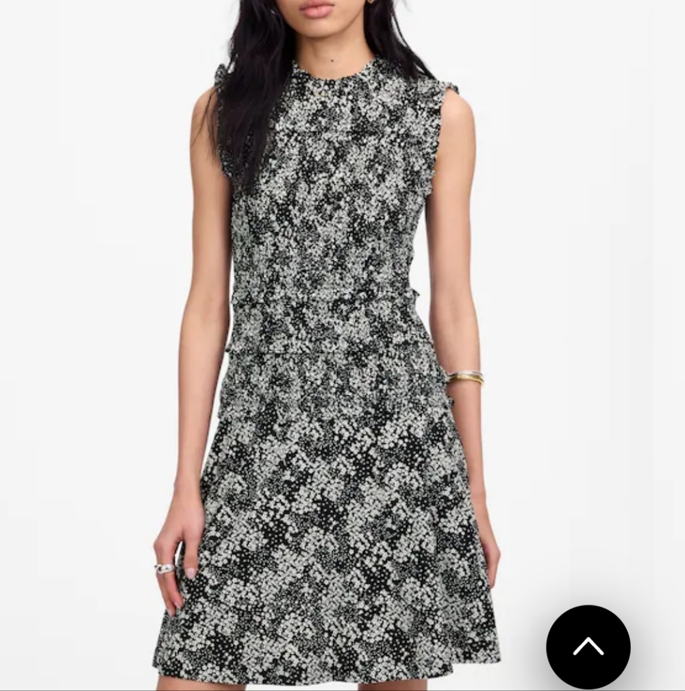 NWT Madewell Smocked Crewneck Mini Dress in Floral Size 8